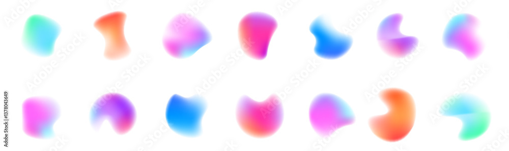 Poster gradient aura, grain neon blob with noise effect vector illustration. abstract color watercolor blur