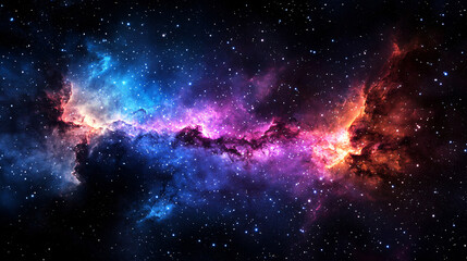 Obraz premium Striking Cosmic Nebula Displaying Blue Purple and Orange Celestial Cloud Scenery in Deep Space
