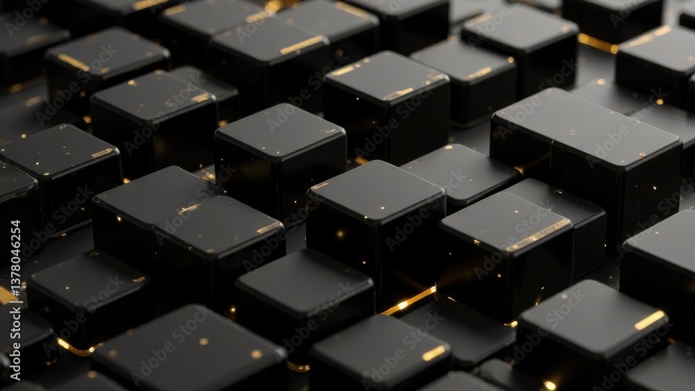 Poster a close-up of a black keyboard showcases keys with intricate golden edges. the soft glow highlights 
