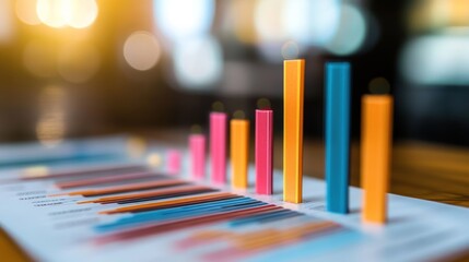 Fototapeta premium A colorful business chart presents growth and rising financial performance