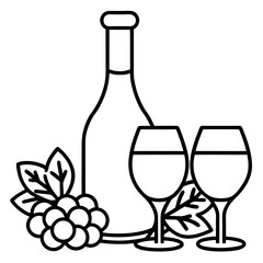 bottle of wine and grapes