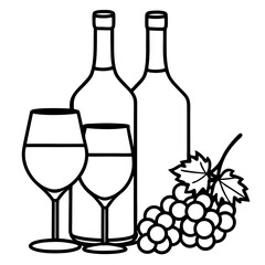 wine bottle and glass