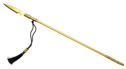 Isolated Golden Spear with Black Tassel
