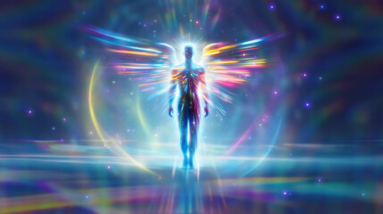 Generated art. An angel in a spiritual space