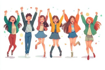 Obraz premium Full Length Of Creative Business Team Celebrating Success, Generative AI