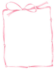 Watercolor bow frame collection featuring coquette style ribbons in blush tones, ideal for cute card designs, decorative borders, and digital crafts.