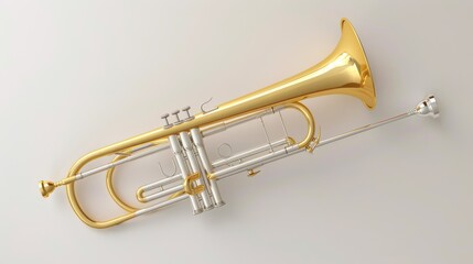 Obraz premium Hyperrealistic trombone detail studio setting gigapixel image bright environment close-up view musical instrument concept