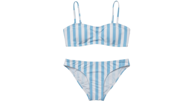 Isolated Striped Blue and White Bikini Set