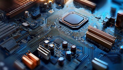 Hyperreal Motherboard Macro Shot Featuring Intricate Electronic Architecture