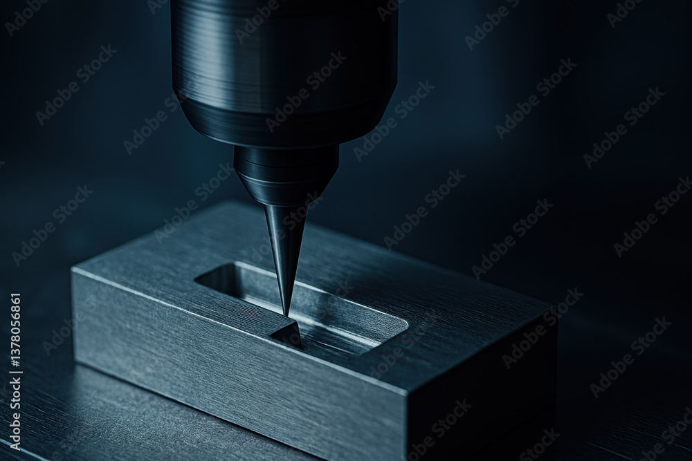 Poster precision tool is engaged in detailed process of engineering, showcasing intricate work involved in 