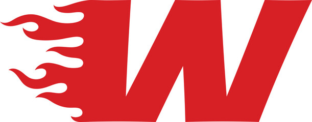 W Red Fire Flame Alphabet Letter