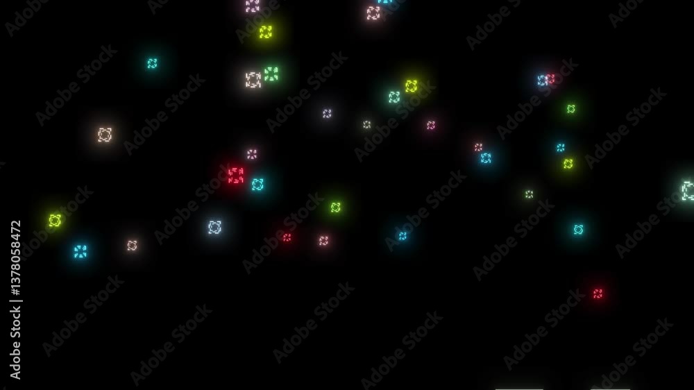 Poster square data technology animated background. glowing neon animation square background. high technolog
