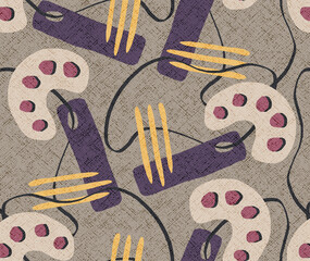 Seamless hand drawn, geometric, abstract pattern.  Watercolor geometric, pattern for fabric, apparel. Unique abstract, geometric design. Modern wallpaper, carpet, shawl, scarf, etc pattern background.