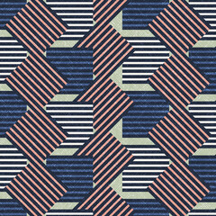 Obraz premium Seamless hand drawn, geometric, abstract pattern. Watercolor geometric, pattern for fabric, apparel. Unique abstract, geometric design. Modern wallpaper, carpet, shawl, scarf, etc pattern background.