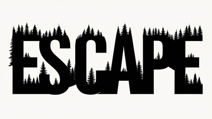 Fototapeta premium Escape word made from outdoor wilderness treetop lettering.