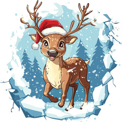 New Christmas animal cartoon on white background