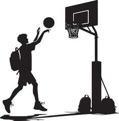 Fototapeta premium Student playing basketball illustration