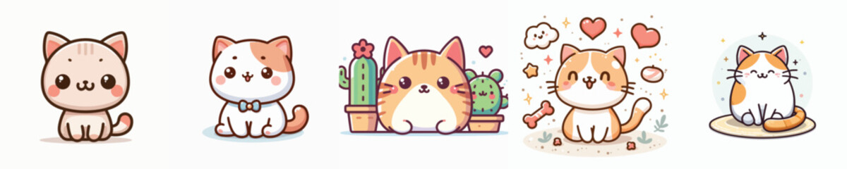 a collection of cute vector cats