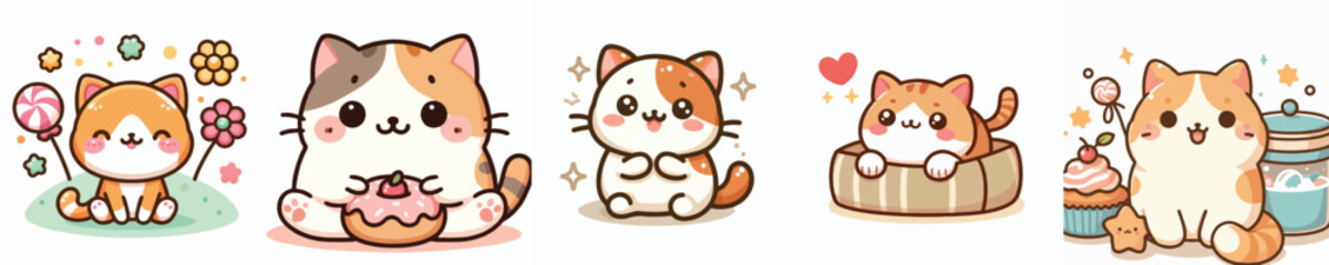 a collection of cute vector cats