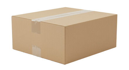 Isolated Cardboard Box Sealed with Tape