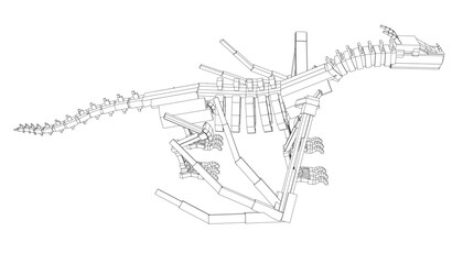 A Dragon low poly contour. Side view.