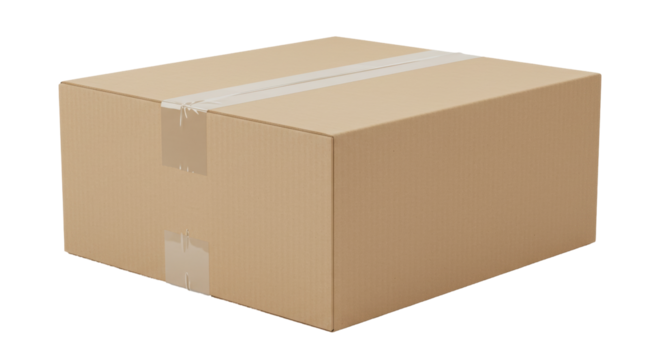 Isolated Cardboard Box Sealed with Tape