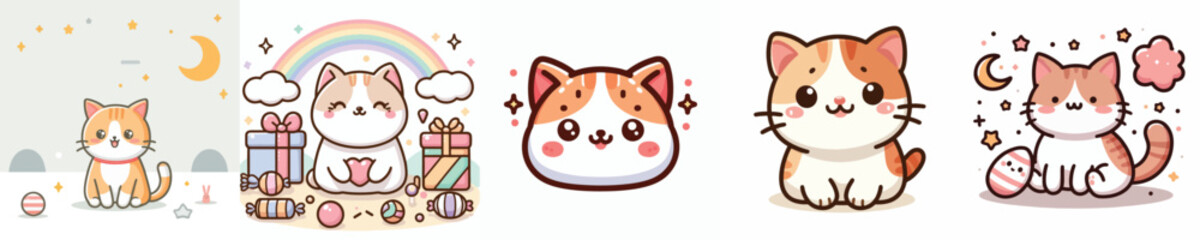 a collection of cute vector cats