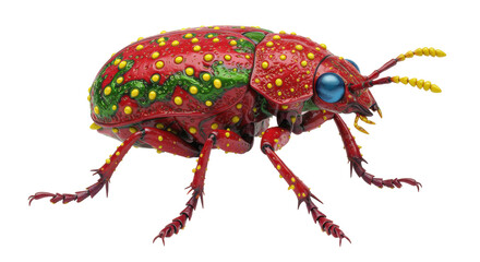 Isolated Detailed Red Beetle Insect