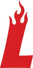 L Fire Top Flame Alphabet Letter