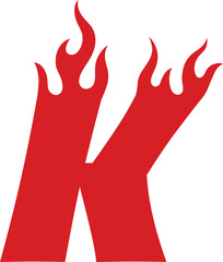 K Fire Top Flame Alphabet Letter