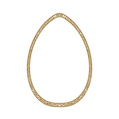 Easter frame. Vintage egg in gold colour
