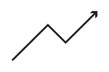 Graph going Up and Down sign with green and red arrows vector. Flat design vector illustration concept of sales bar chart symbol icon with arrow moving down and sales bar chart with arrow moving up