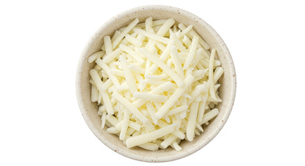 Isolated Shredded Mozzarella Cheese in Bowl
