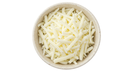 Isolated Shredded Mozzarella Cheese in Bowl