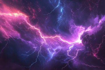 Abstract lightning strike with anime-style background. AI generated illustration.
