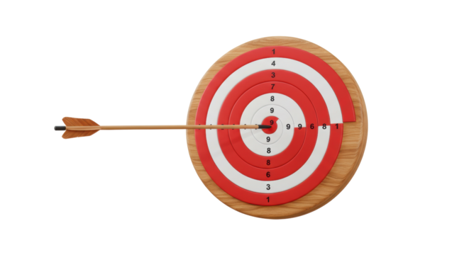Isolated Archery Target with Arrow