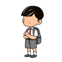 cartoon illustration of schoolboy with backpack