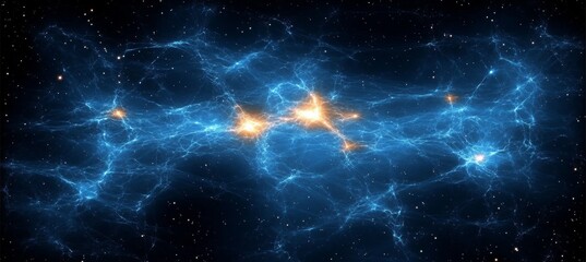 Whirling Blue Energy, a Cosmic Dance A Vibrant Abstract of Interconnected Light and Lines