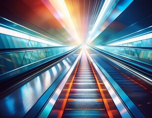 blurred moving modern escalator technology