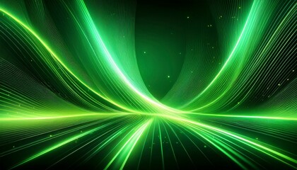 green abstract background with glowing lines generative image