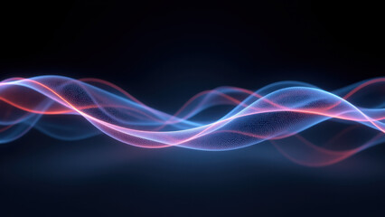 Obraz premium A digital representation of a wave or signal with a vibrant, colorful design on a dark background, embodying technology aesthetics.
