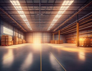 empty warehouse for storage and distribution centers generative ai