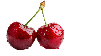 Fresh red cherry on a white background 