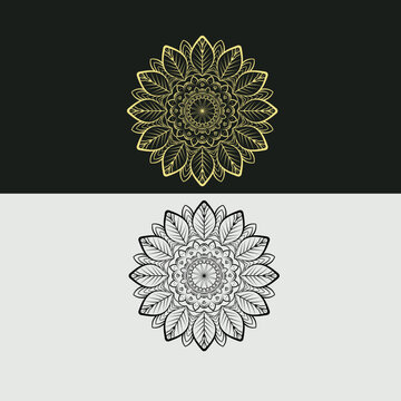  Ornamental Geometric mandala vector design black and gold color can be used to coloring book and other