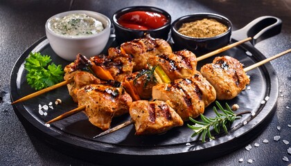 grilled chicken skewers with spices and flavors