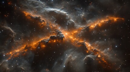 Fototapeta premium Cosmic Nebula Orange Hues Galactic Dust Clouds