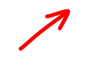 右肩上がりのシンプルな手書きの矢印 　赤　ベクター