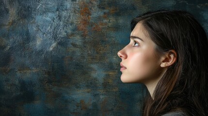 Fototapeta premium Young woman thoughtful profile