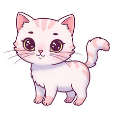 Fototapeta premium Adorable kitten in illustration form: A sweet kitten captivates with big, expressive eyes and charming stripes, radiating an undeniable cuteness.