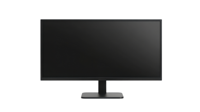 black flatscreen display isolated on white or transparent png